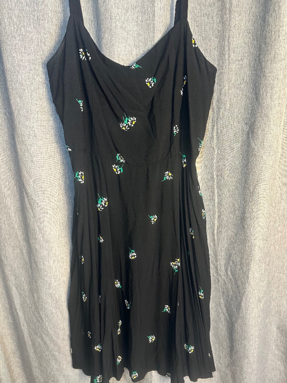 Old Navy Black Ditsy Floral Fit & Flare Cami Mini Sundress - Size Large